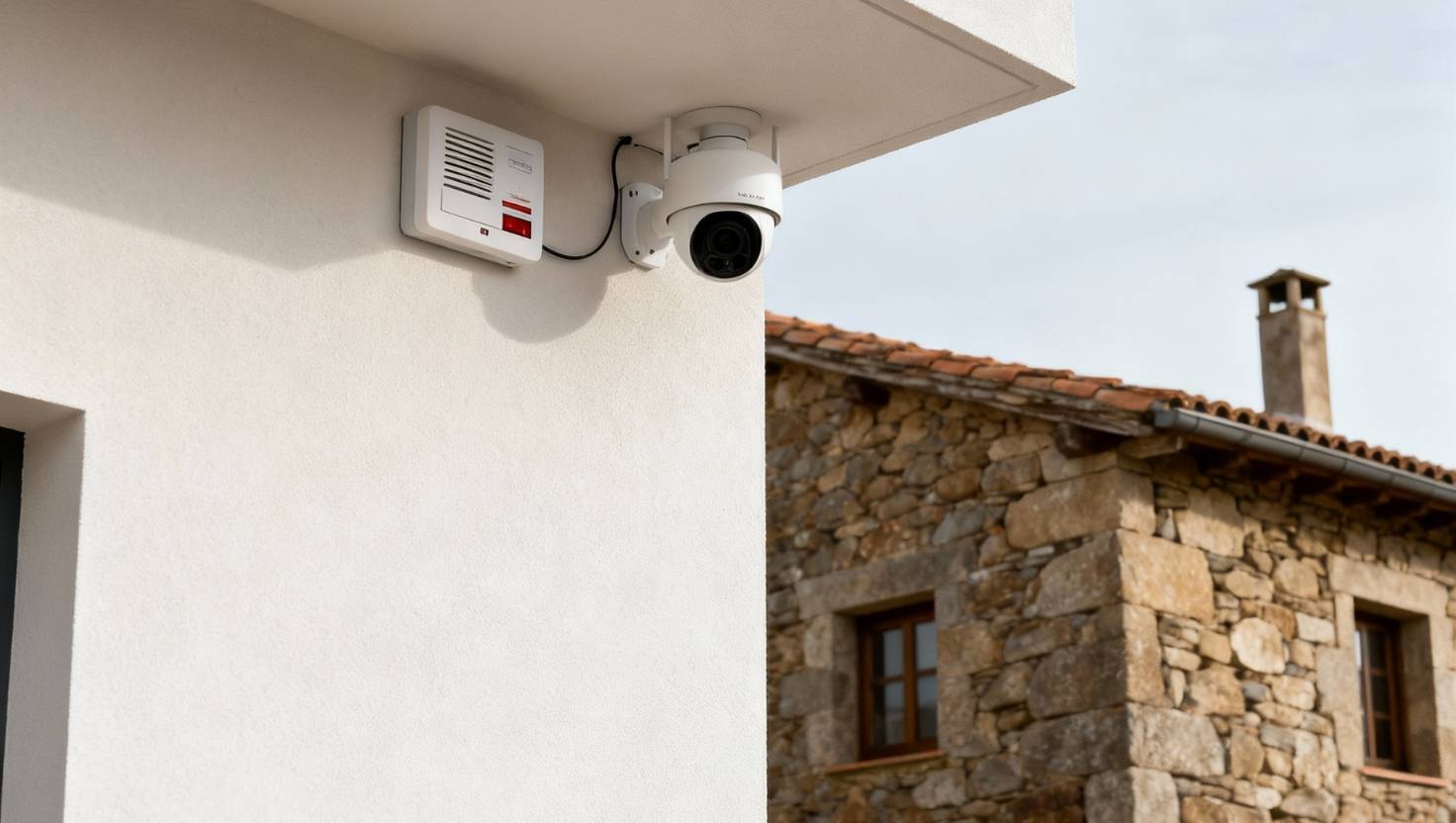 Aperkey cerrajeros prevención de robos en viviendas, exterior de vivienda con cámaras de seguridad.
