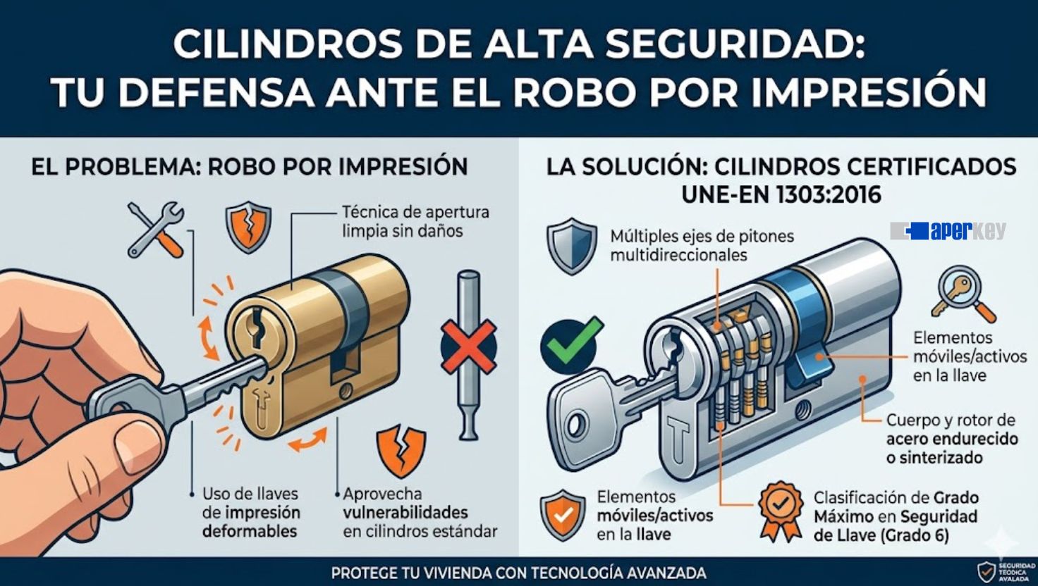 Radiografía del Robo por Impresión Vulnerabilidades en Cilindros Aperkey cerrajeros
